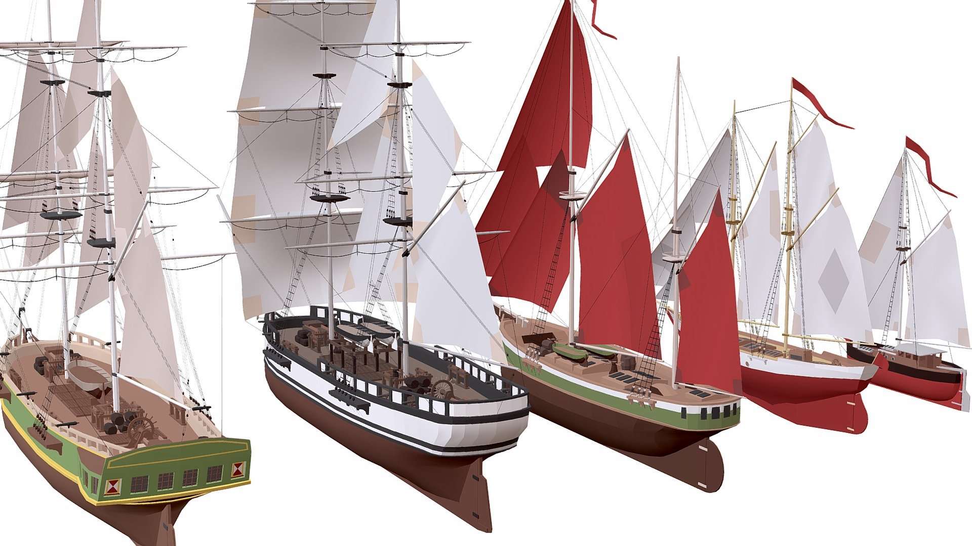 sailboats collection 3d model