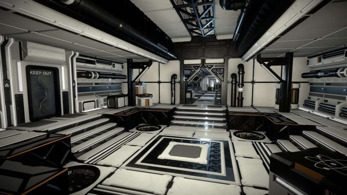 Sci Modular Corridor 3d Model - Sci-Fi modular corridor environment 3D model showcasing detailed futuristic assets ready for game development.