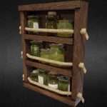 set shelf with bottles 3d model