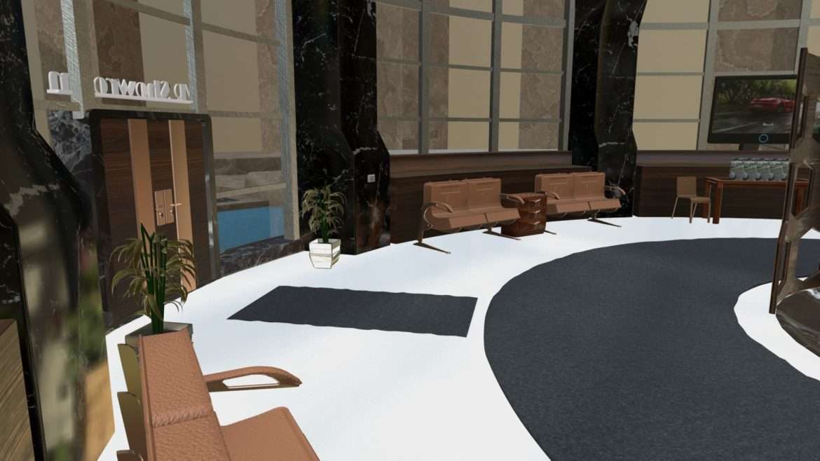Emanuelelepera Showroom 3d Model - High-detail 3D model of a modern, minimalist architectural showroom by EmanueleLepera, featuring an open-plan interior with large windows and clean lines.