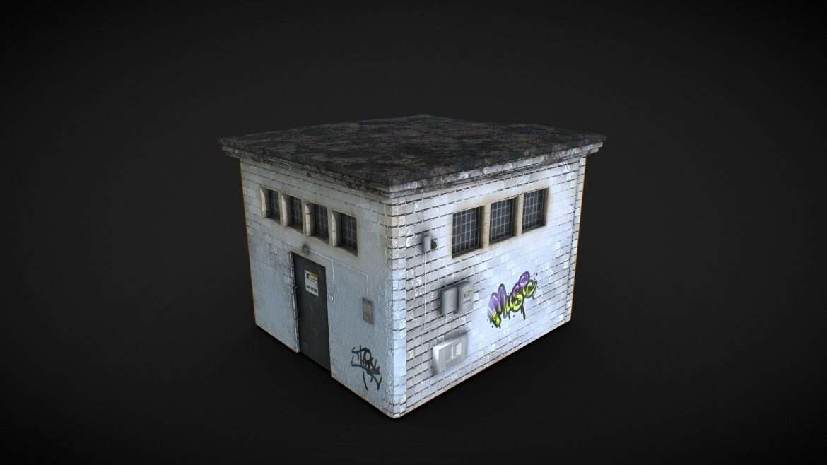 small power house low poly 3d model