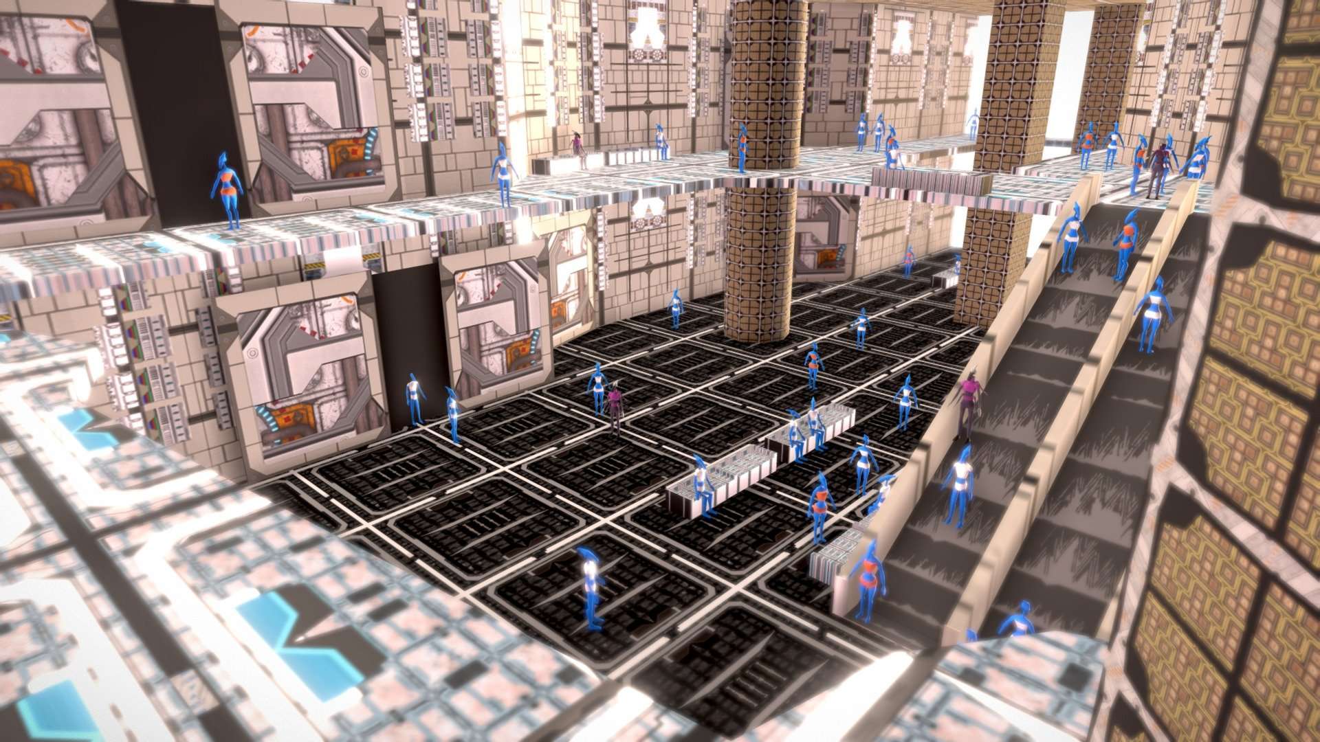 Space Station: Game Level Low Poly