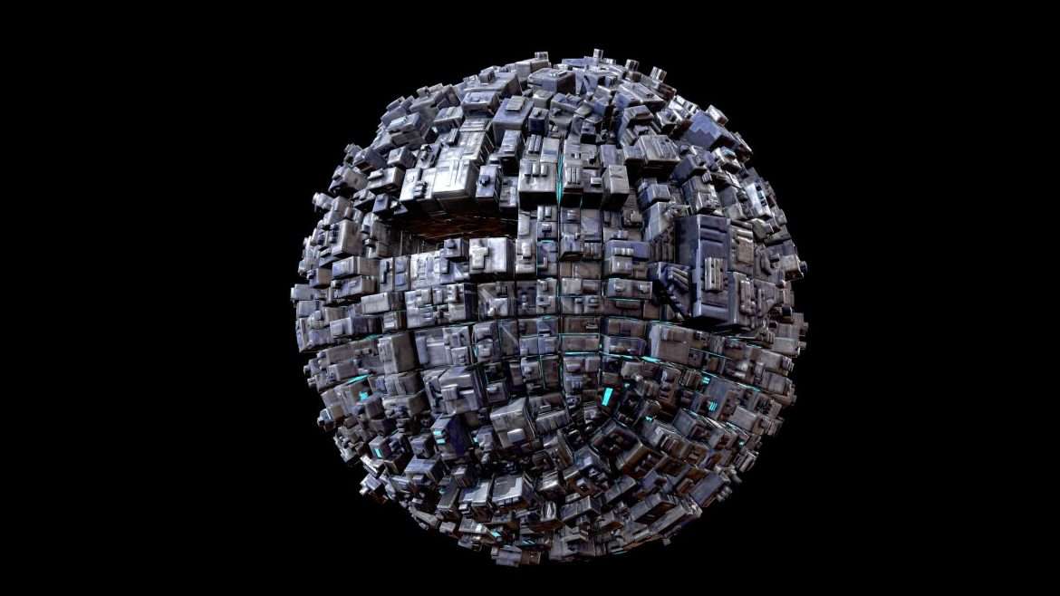 sphere space mother ship planet station 3d model