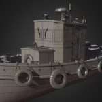 steel boat tug 3d model