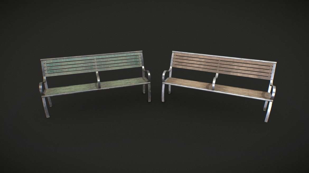 street bench low poly 3d model