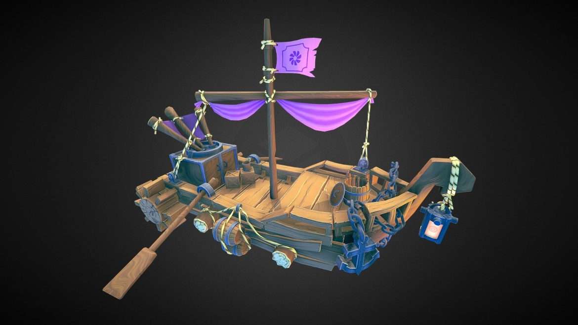 stylized fishing boat 3d model