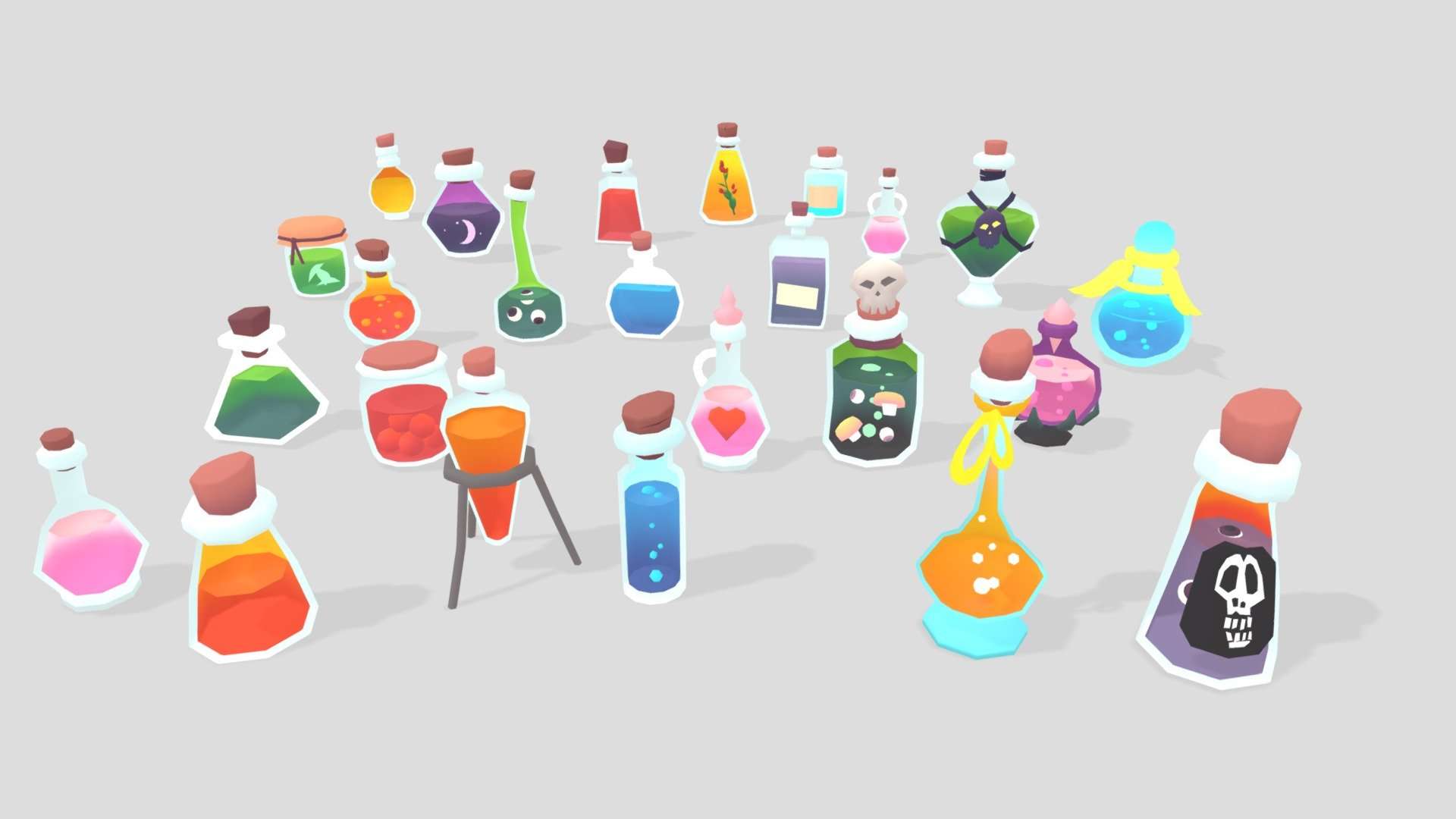 Stylized Low Poly Potions Pack 01
