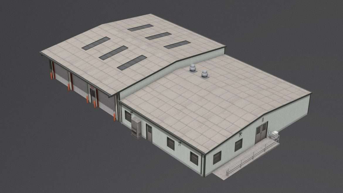 Suburban Fire Department 3d Model - Low poly suburban fire department 3d model for games and real-time applications