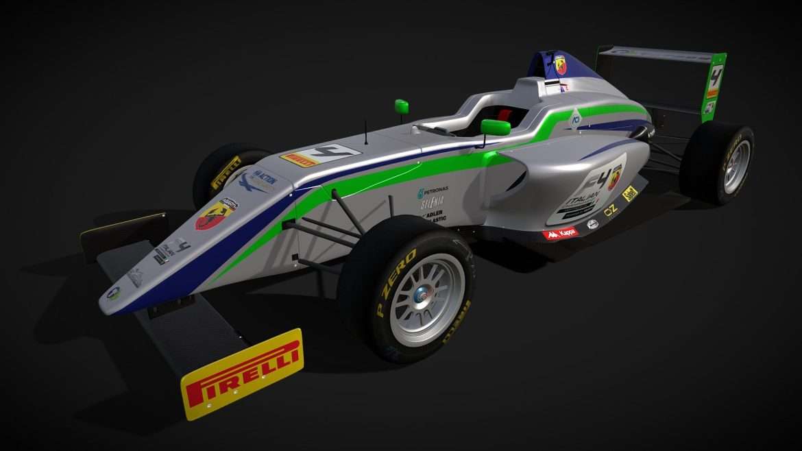 Tatuus T014 3d Model - Highly detailed Tatuus T014 Formula 4 Abarth race car 3D model showcasing aerodynamic design and precise engineering.