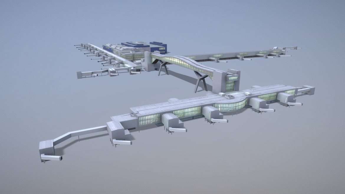 terminal egkk north terminal gatwick airport 3d model