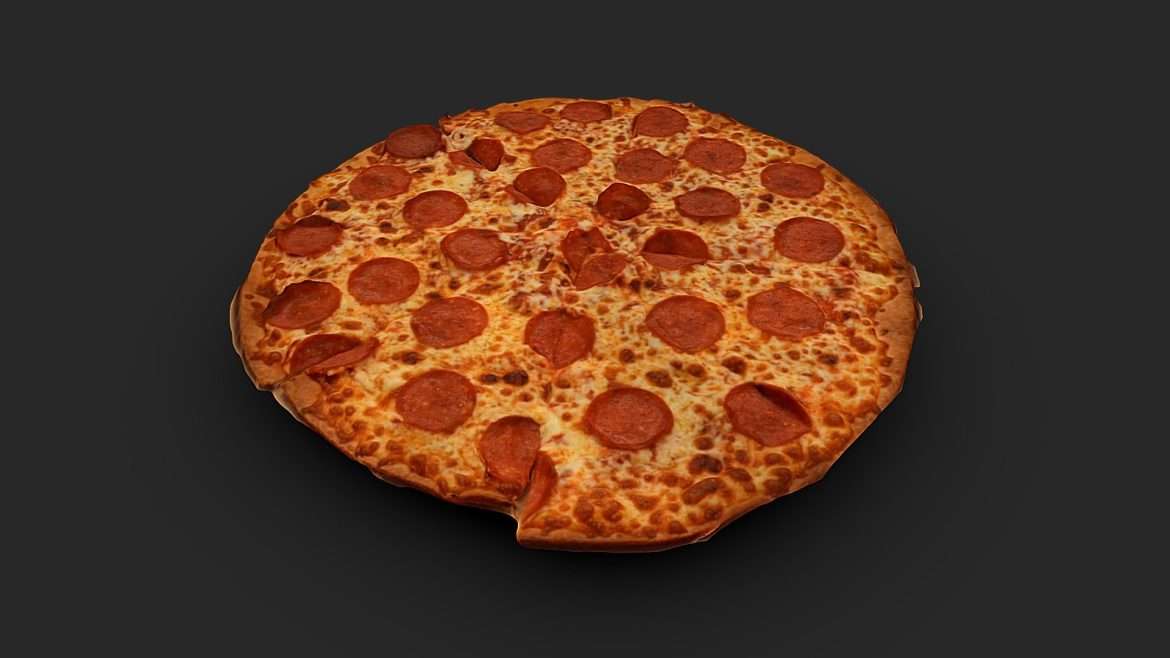 thin crust pepperoni pizza 3d model