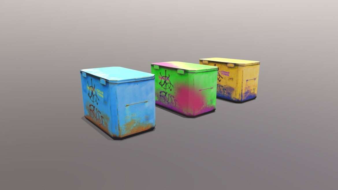 three trash containers 3d model