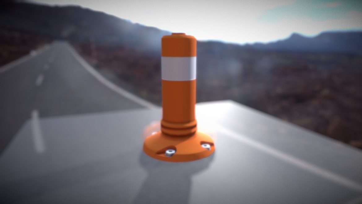 traffic delineator flexipoller 300mm low poly 3d model