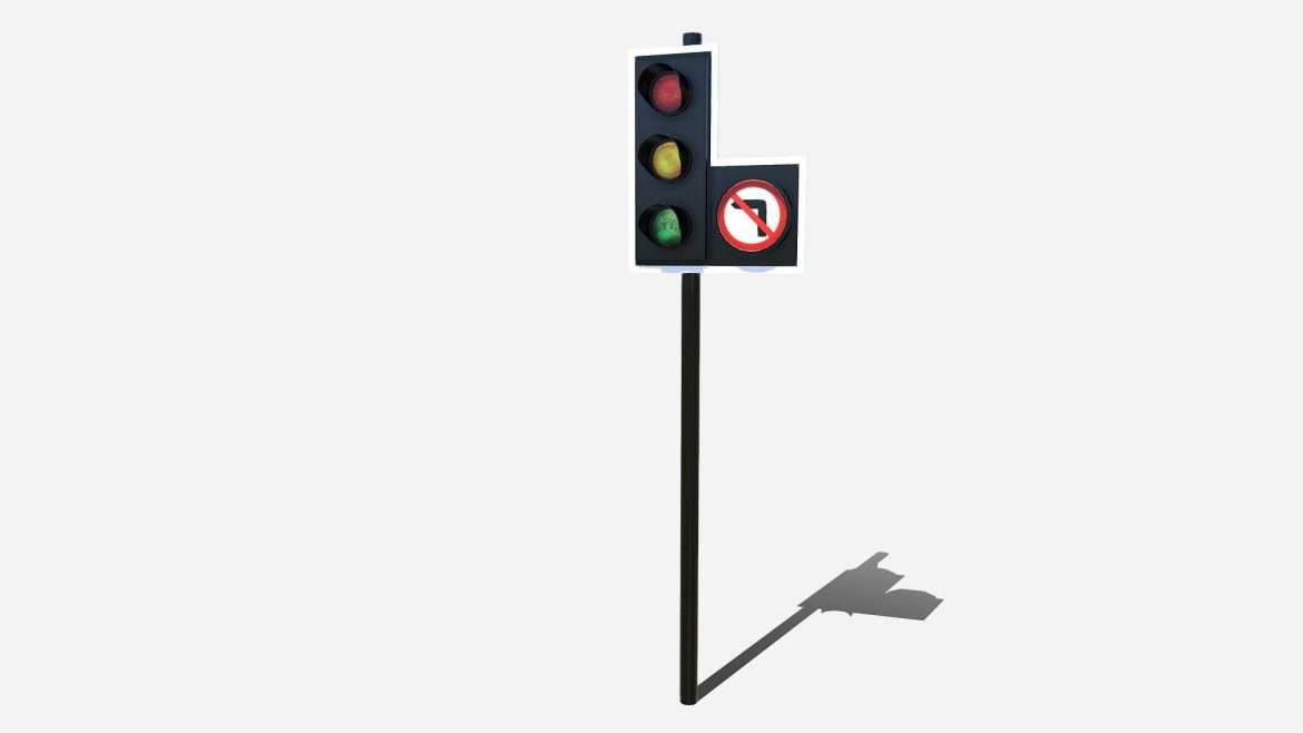traffic light no right turn 3d model