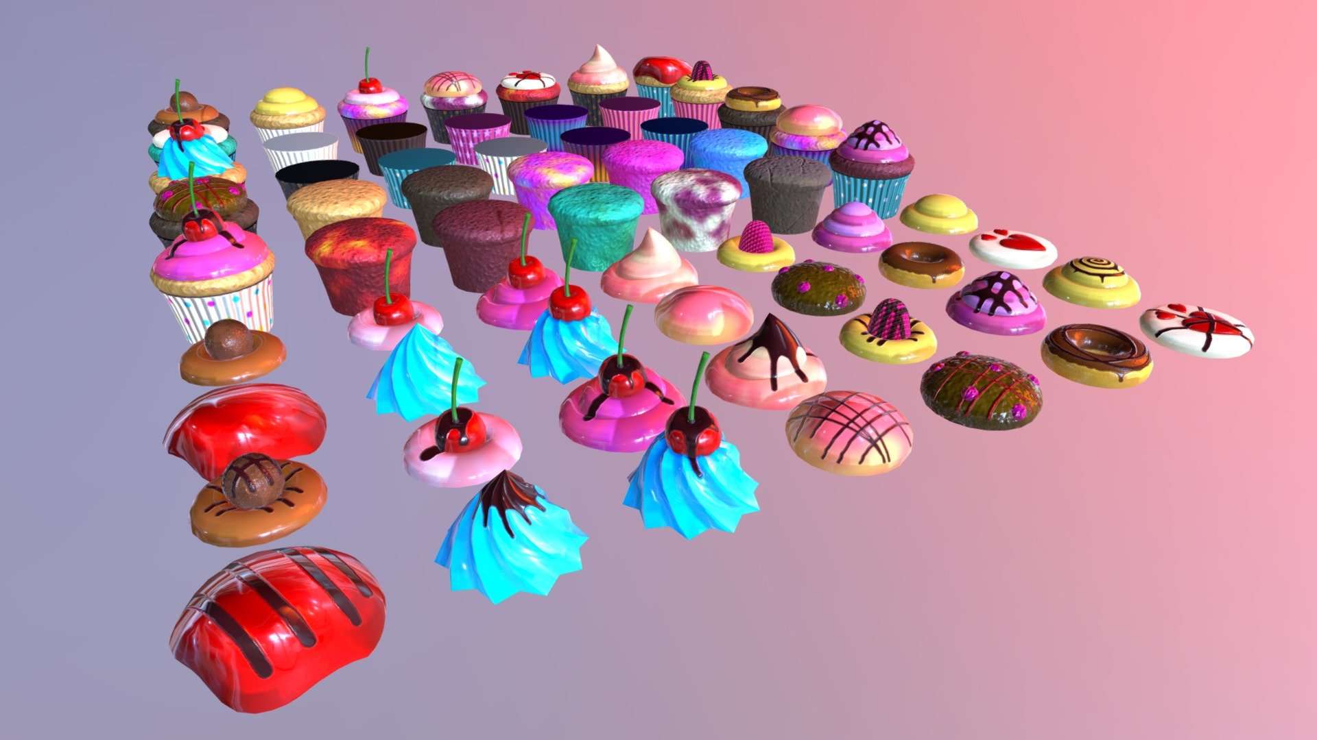 Ultimate Low poly Cupcake Package
