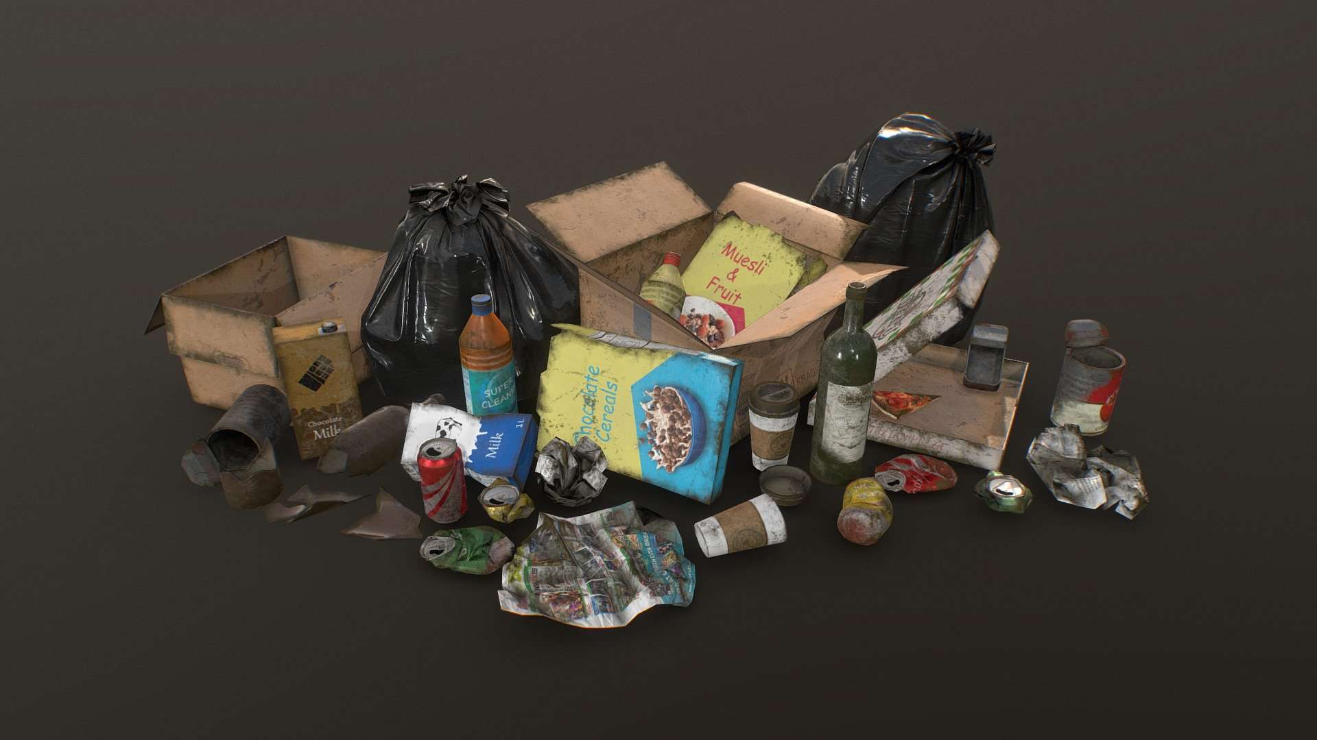 Urban Trash & Garbage Bags – Low Poly