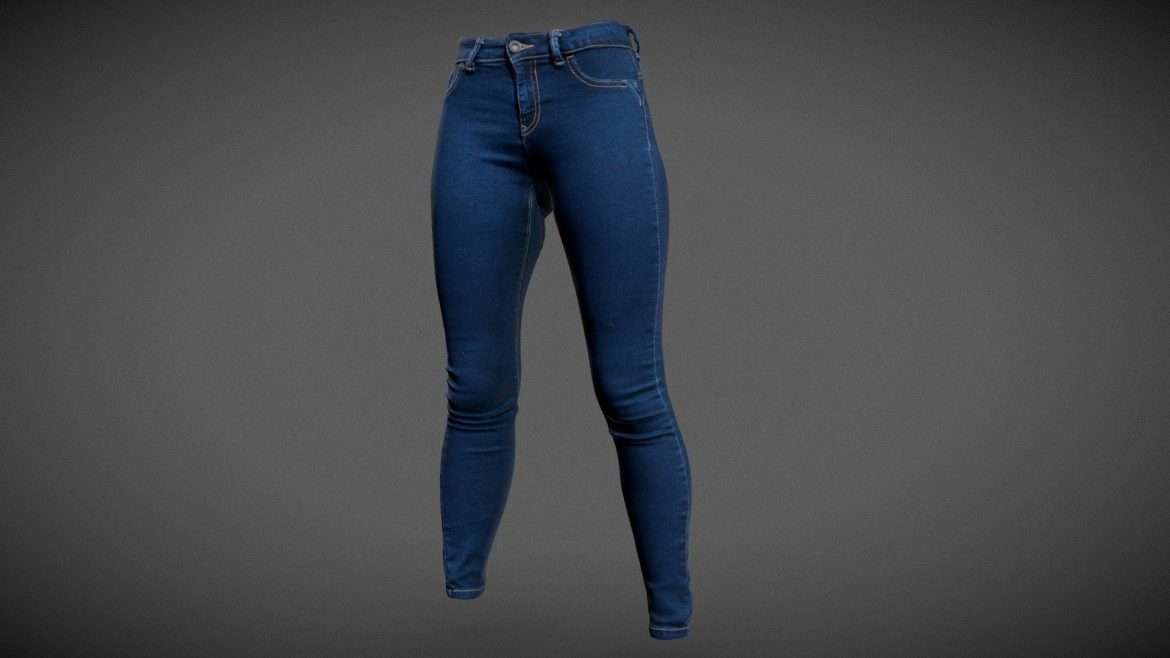 vintage trousers jeans blue 3d model