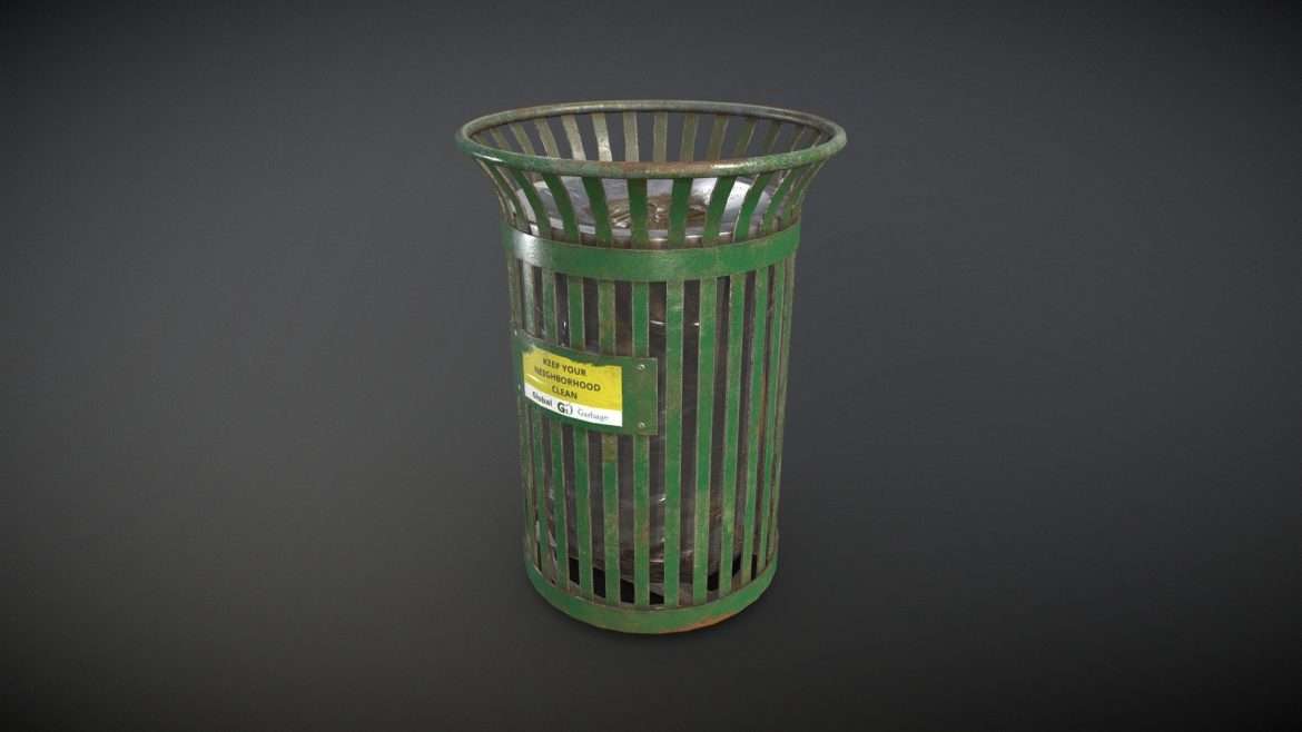waste bin low poly 3d model