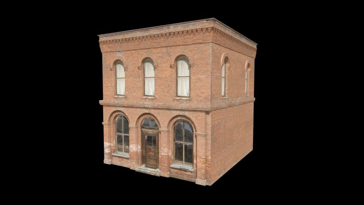 western hotel low poly 3d model