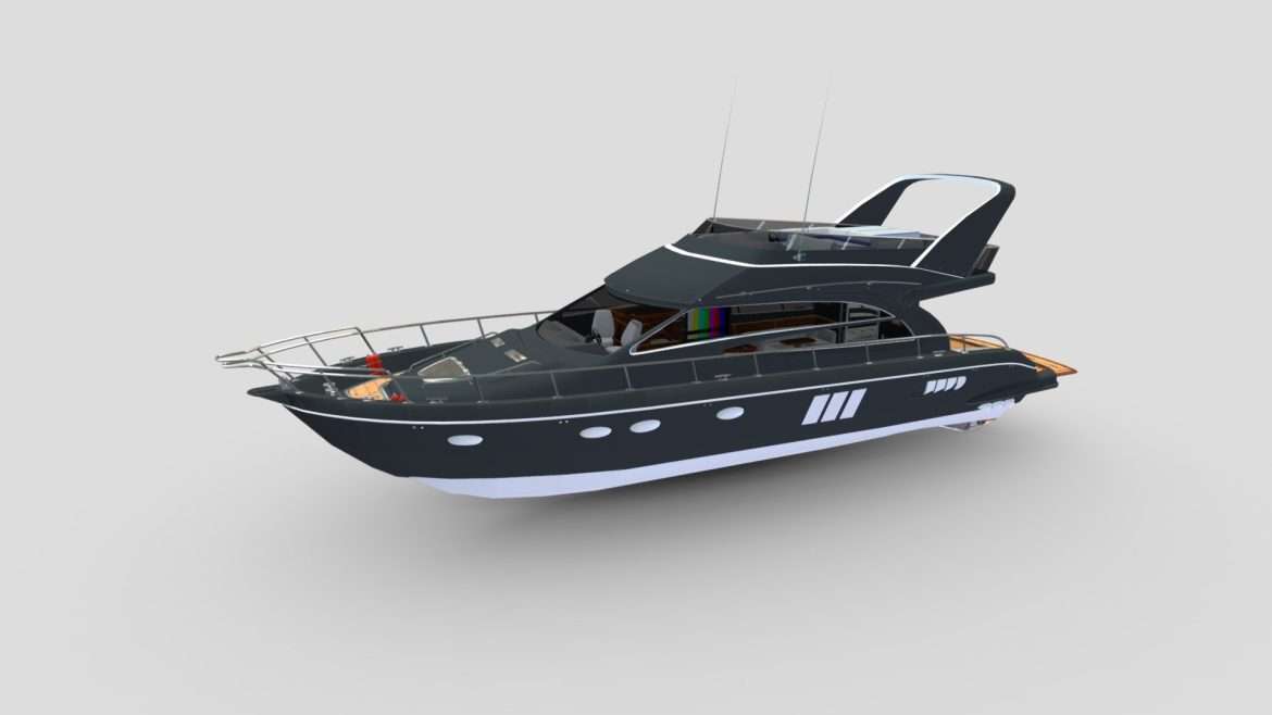 yacht with interior pbr 3d model