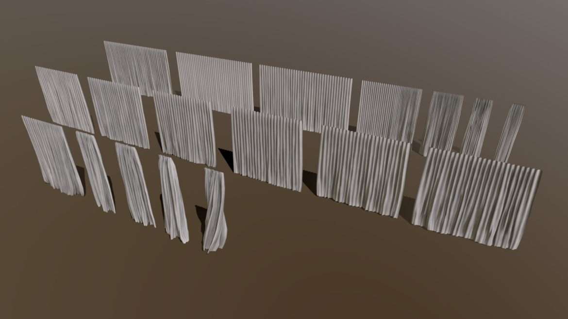 18 curtains low poly 3d model