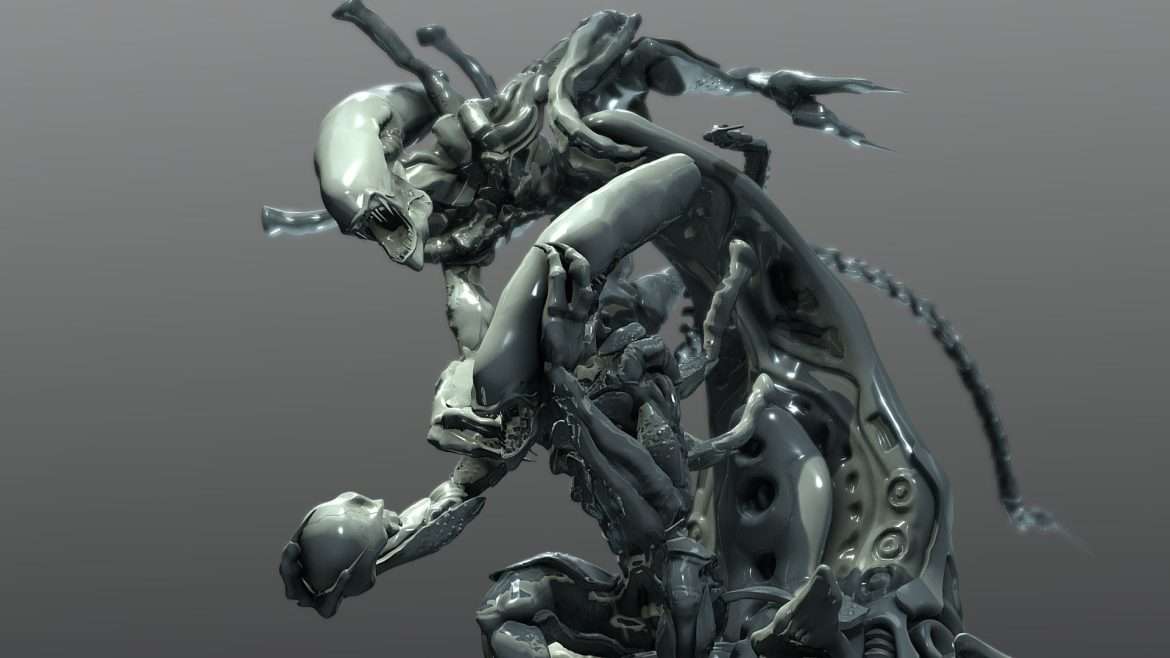 2 aliens figure 3d model
