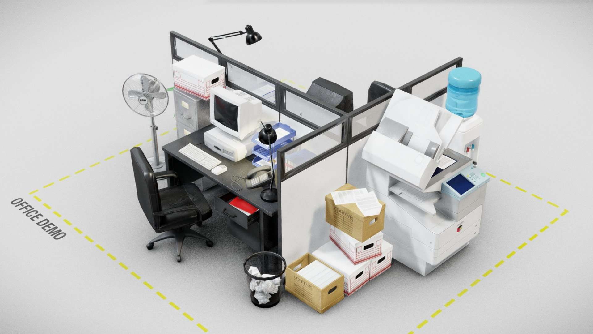 90’s office low poly asset – Store pack