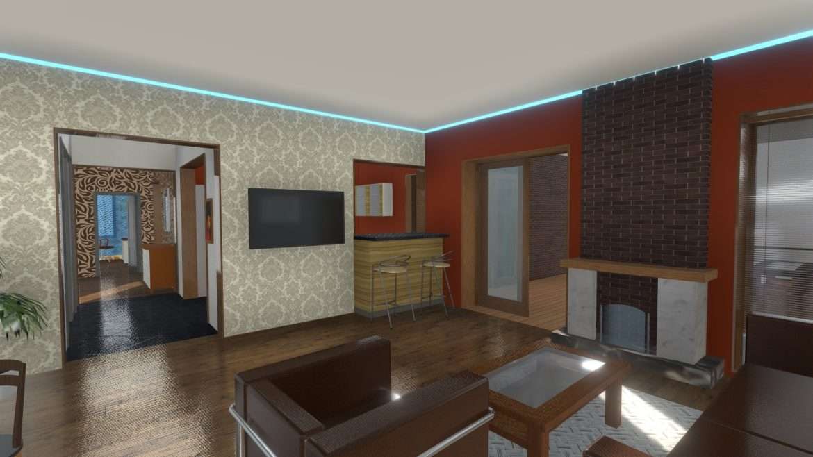 apartment floor plan vr model with furniture 3d model