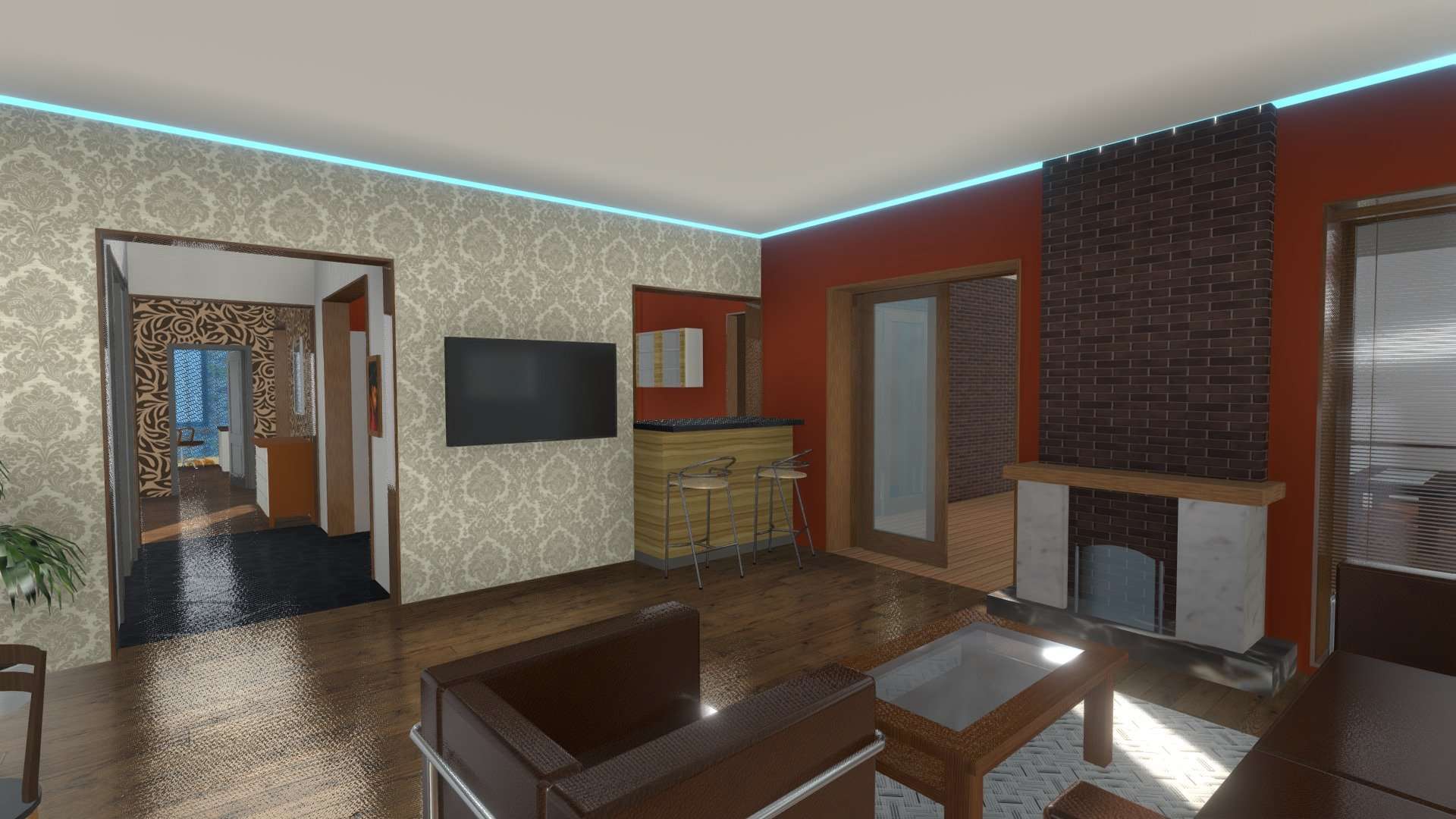 apartment floor plan VR model with furniture