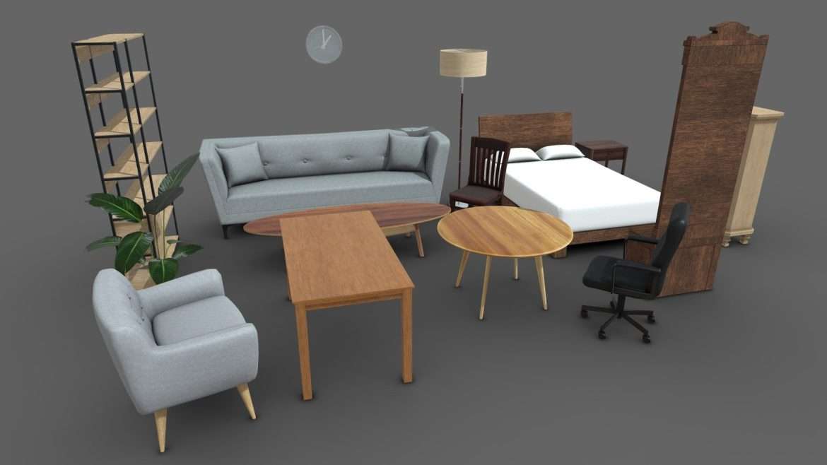 architecture furniture asset bundle pack 3d model