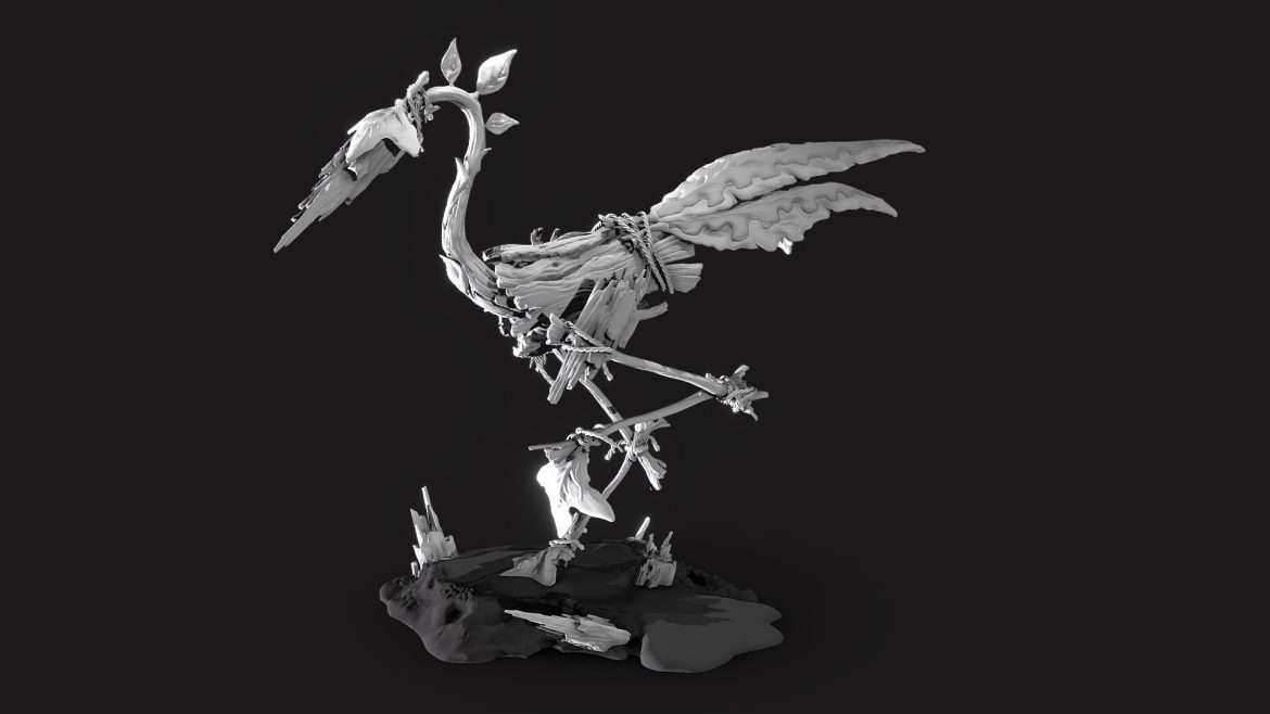 artistic heron aplja 3d model