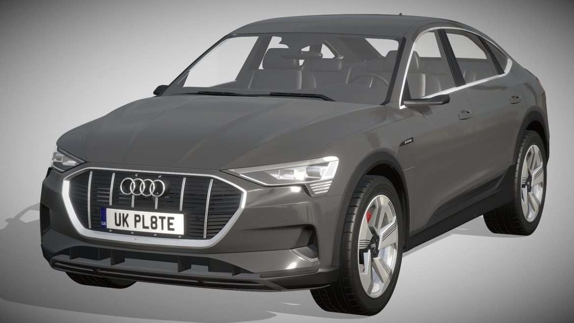 Audi Etron Car 3d Model - High-resolution 3D render of the Audi e-tron Sportback electric SUV in a studio setting.