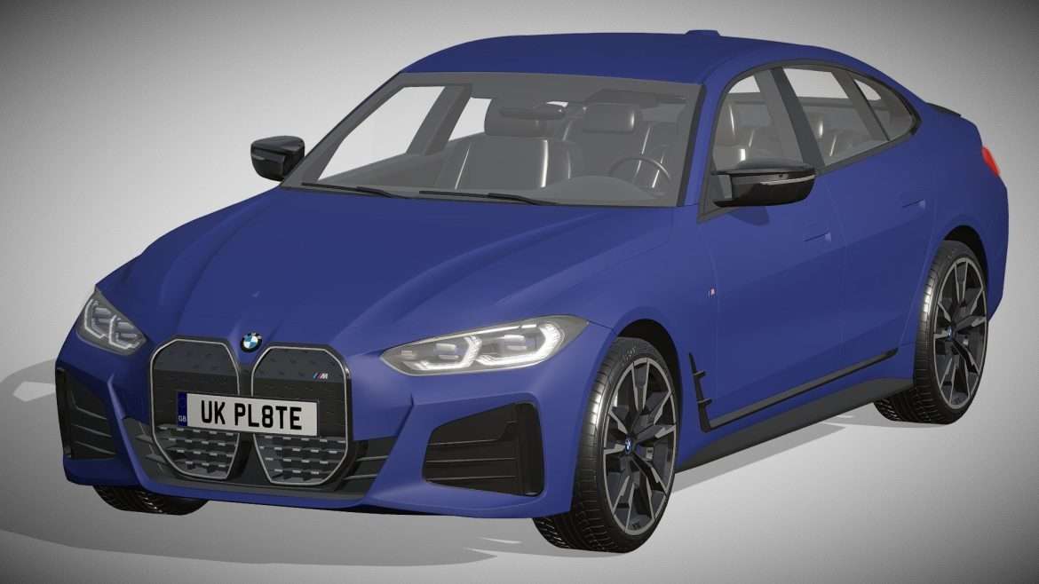 Bmw M50 Car 3d Model - High-detail BMW i4 M50 electric sports sedan 3D model in a studio render