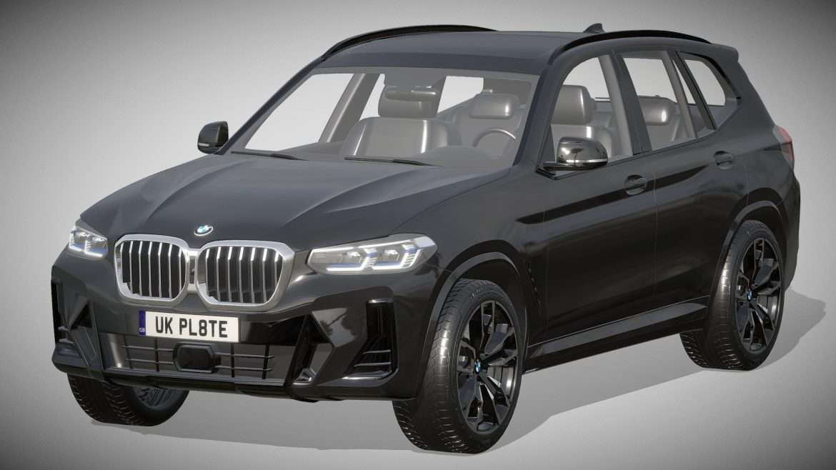 Bmw X3 Car 3d Model - Highly detailed BMW X3 car 3d model 2022, showcasing its sleek design and realistic textures for professional rendering.
