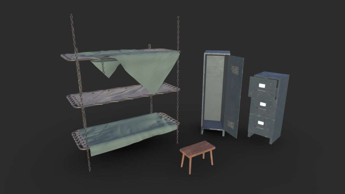 bunker furnitures bedsamp cabinets 3d model