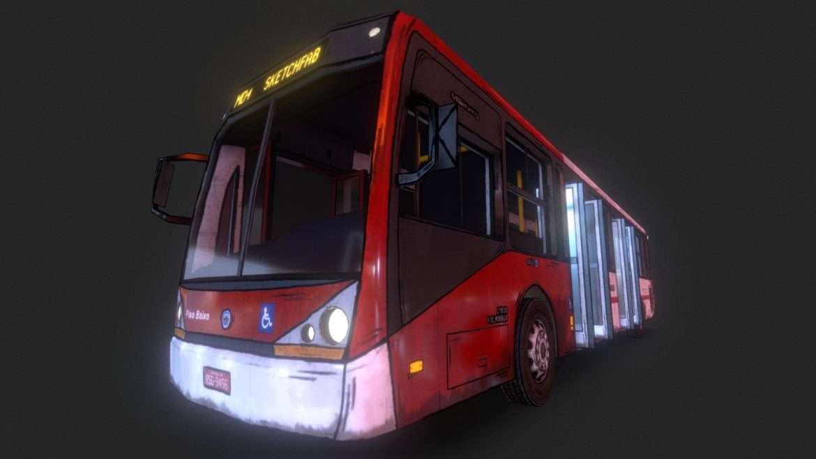 Caio Millennium Bus 3d Model - Caio Millennium bus 3d model in São Paulo livery, cartoon PBR style