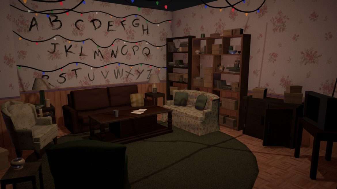 byers living room stranger things 3d model