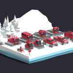 cartoon low poly winter machines pack 3d model