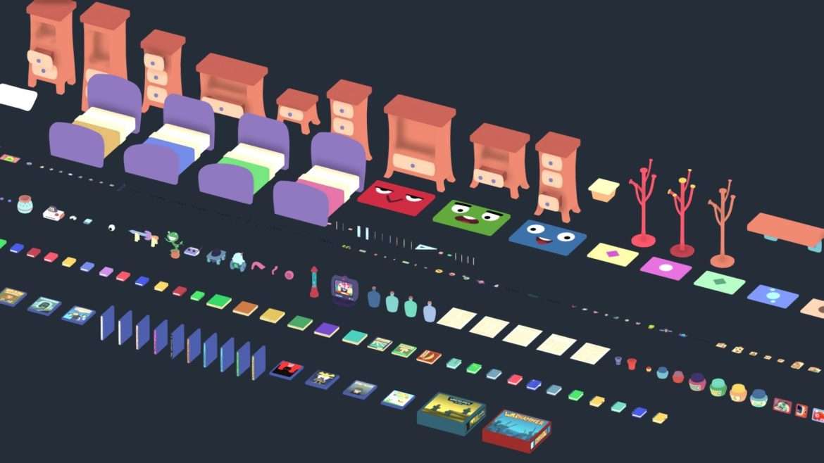 cartoon room assets 3d model