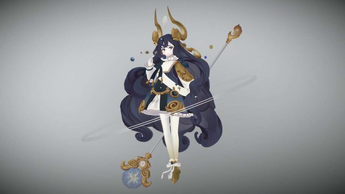 celestial globe girl 3d model