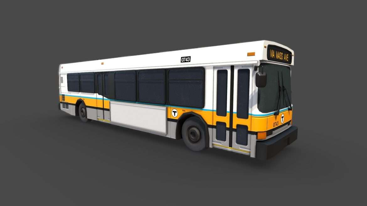 city bus mbta colors 3d model