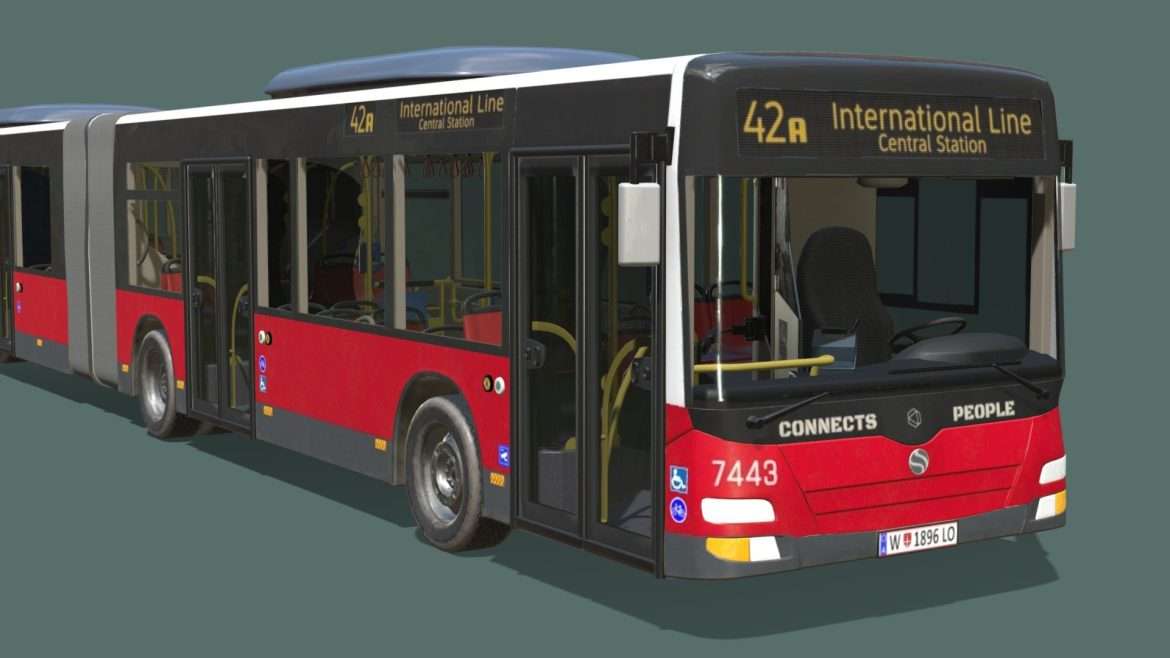 city bus with complete interior 3d model