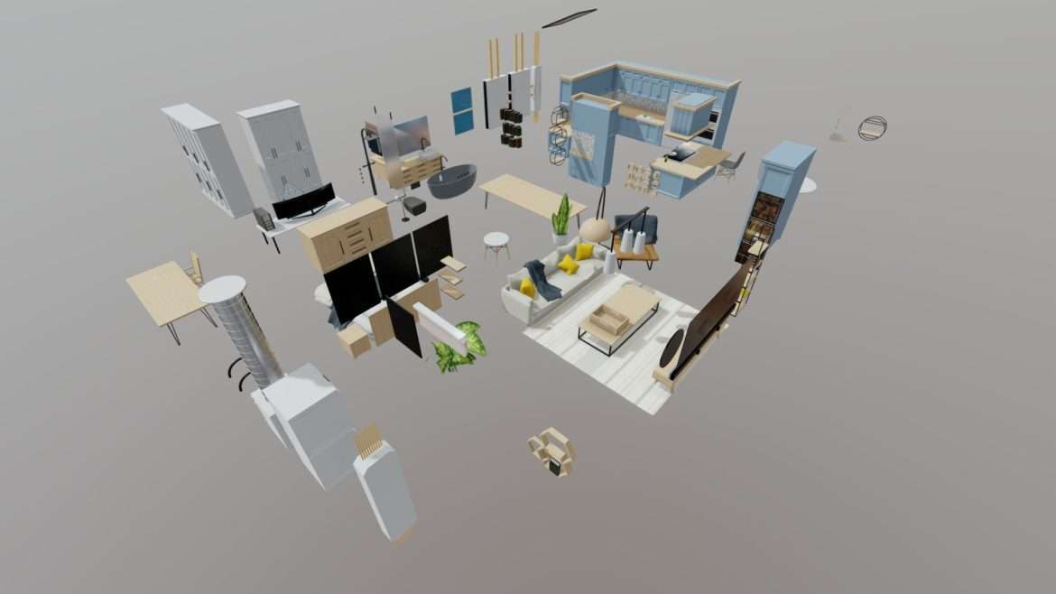 classic style porch house furniture only pack 3d model
