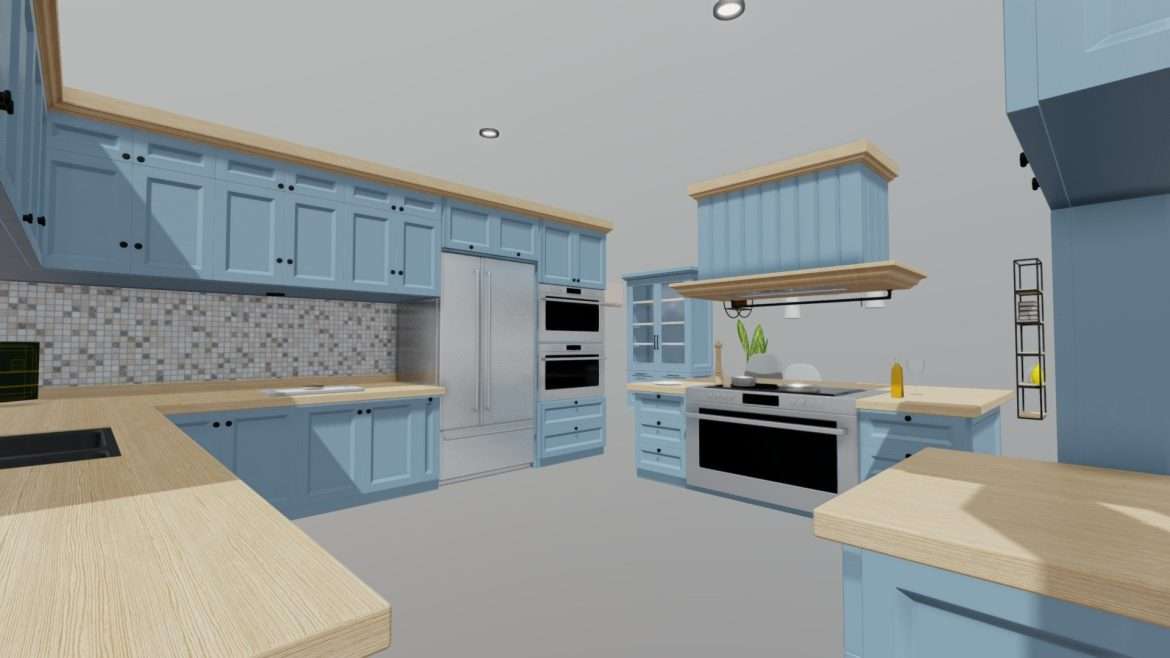 classic style porch house kitchen furniture pack 3d model