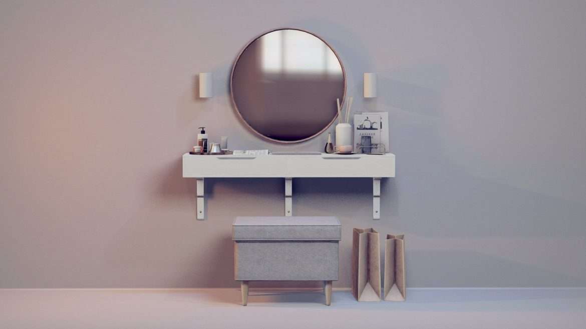 cosmetic table decor set 3d model