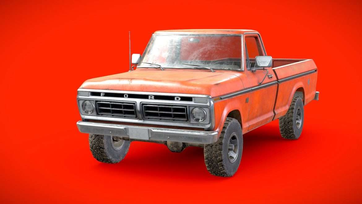 ford f100 1976 old orange 3d model