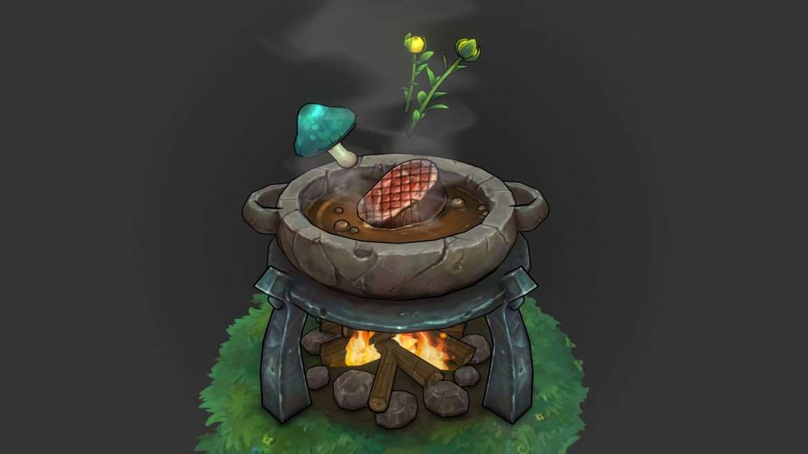 handpainted botw cooking pot 3d model