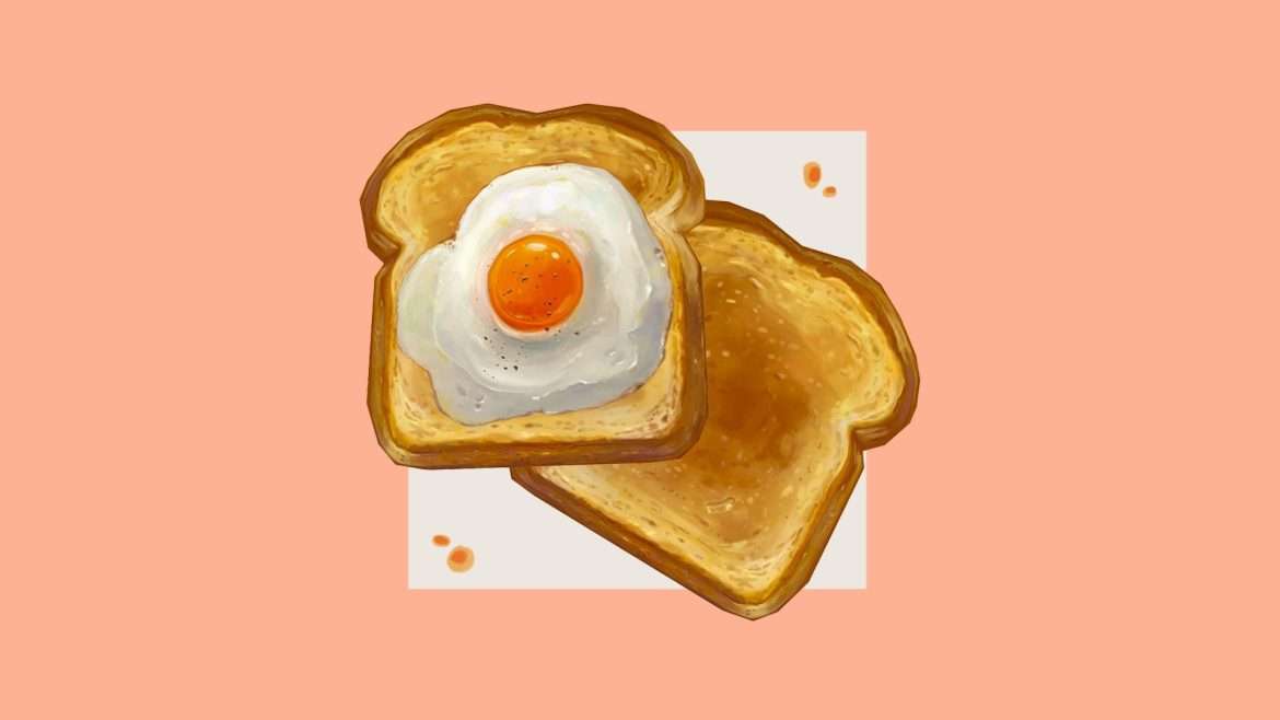 handpainted eggs on toast 3d model