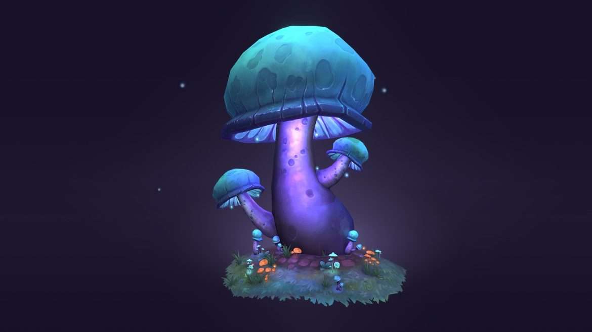 handpainted melongena cap mushroom 3d model