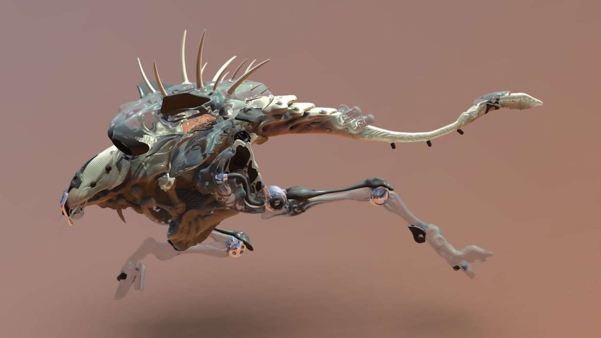 Hybrid Runner 3d Model - Dynamically posed Hybrid Runner 3D model with rough material prevision from ZBrush concept sculpt